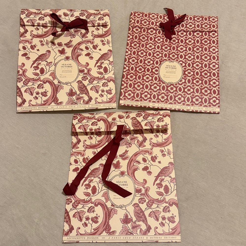 Three Sezane Gift Wrap Pouches